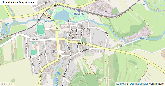 Třešťská - mapa ulice