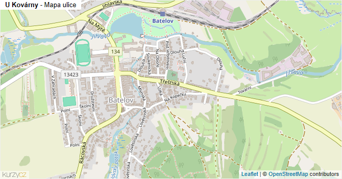 U Kovárny - mapa ulice