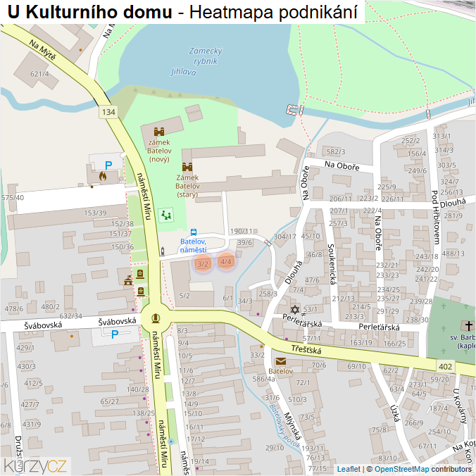 Mapa U Kulturního domu - Firmy v ulici.