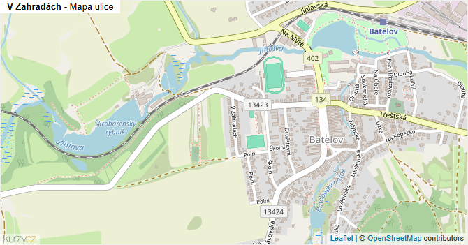 V Zahradách - mapa ulice