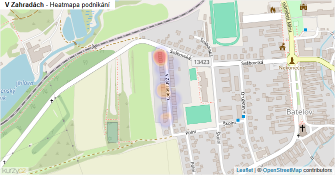 V Zahradách - mapa podnikání