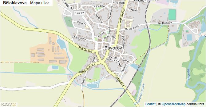 Bělohlavova - mapa ulice
