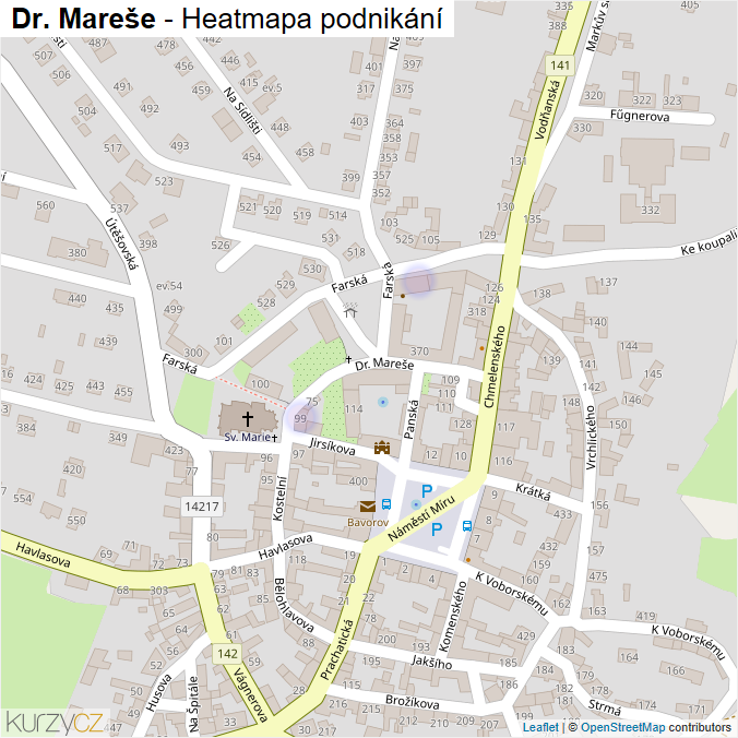 Mapa Dr. Mareše - Firmy v ulici.
