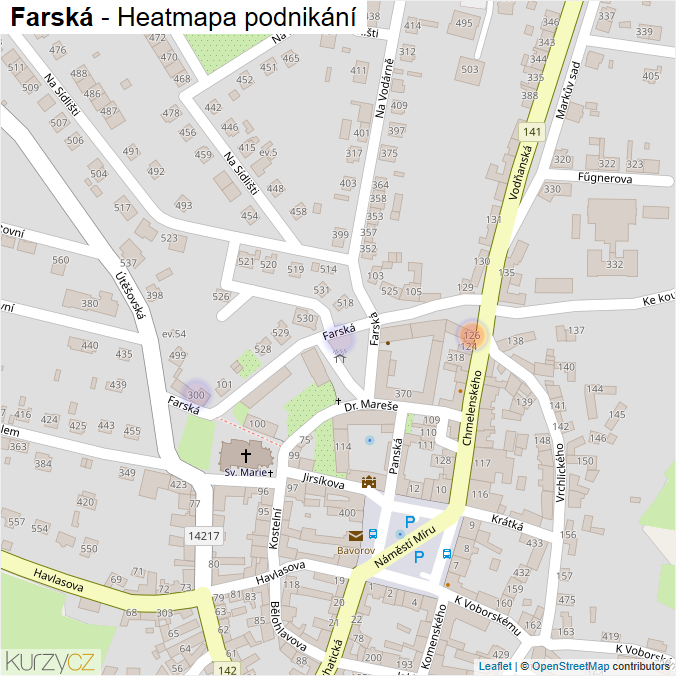 Mapa Farská - Firmy v ulici.