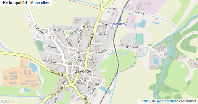 Ke koupališti - mapa ulice