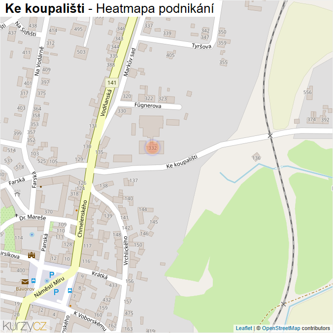 Mapa Ke koupališti - Firmy v ulici.