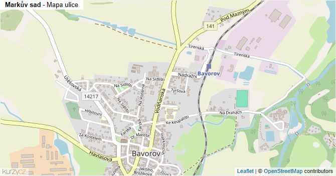 Markův sad - mapa ulice