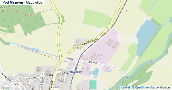 Pod Mazným - mapa ulice