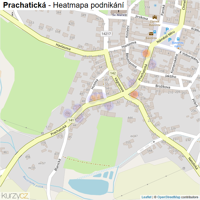 Mapa Prachatická - Firmy v ulici.