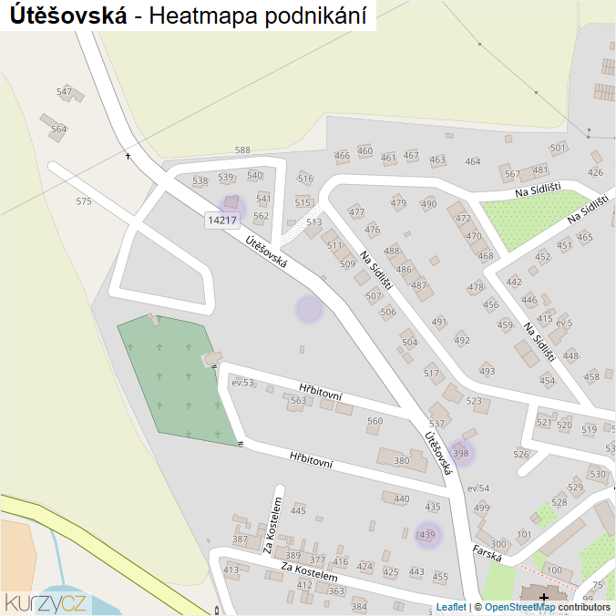 Mapa Útěšovská - Firmy v ulici.