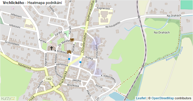 Vrchlického - mapa podnikání