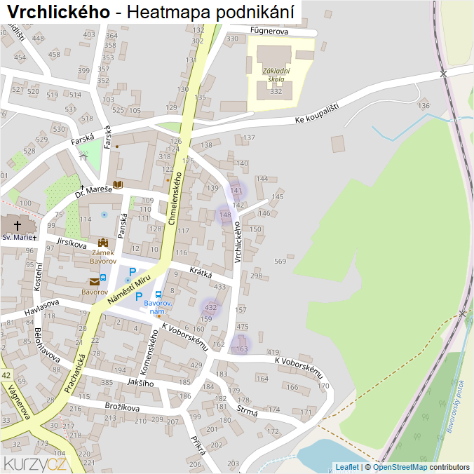 Mapa Vrchlického - Firmy v ulici.