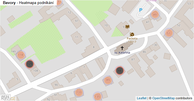 Bavory - mapa podnikání