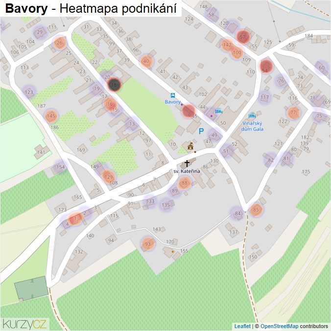 Mapa Bavory - Firmy v části obce.