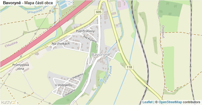 Bavoryně - mapa části obce