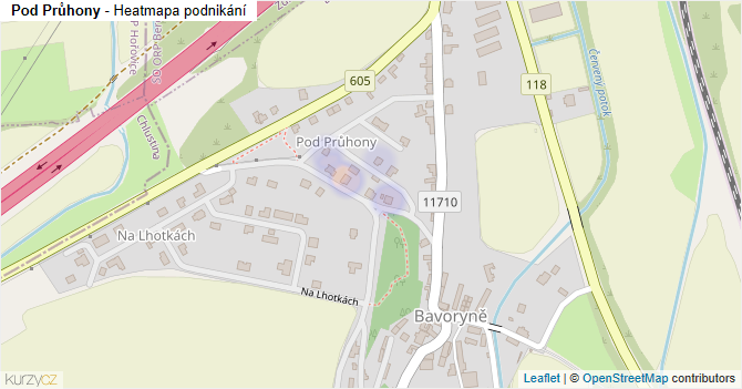 Pod Průhony - mapa podnikání
