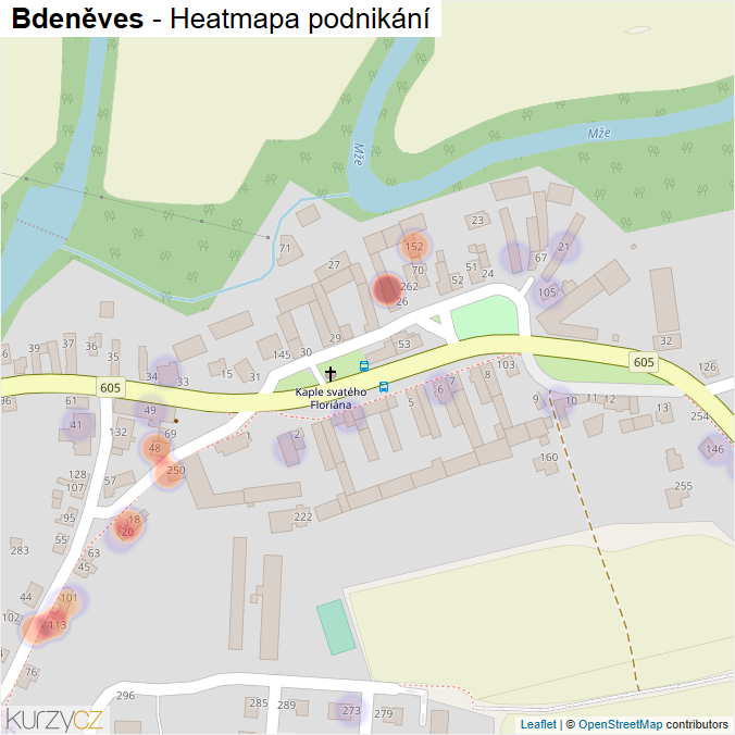 Mapa Bdeněves - Firmy v části obce.