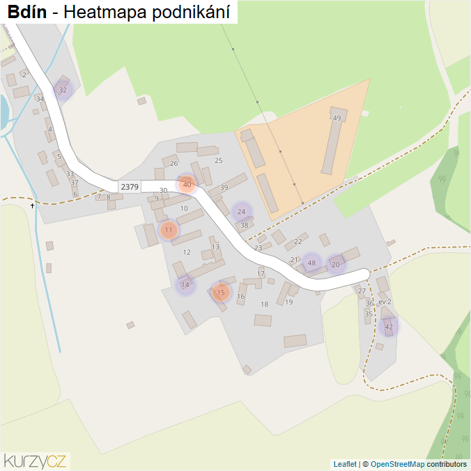 Mapa Bdín - Firmy v části obce.