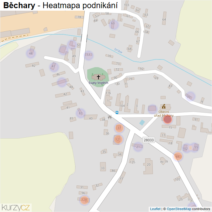 Mapa Běchary - Firmy v části obce.