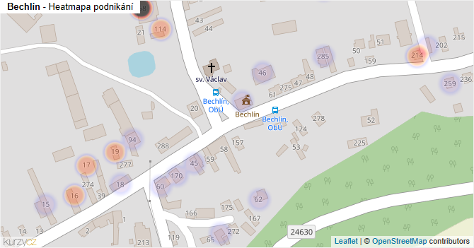 Bechlín - mapa podnikání