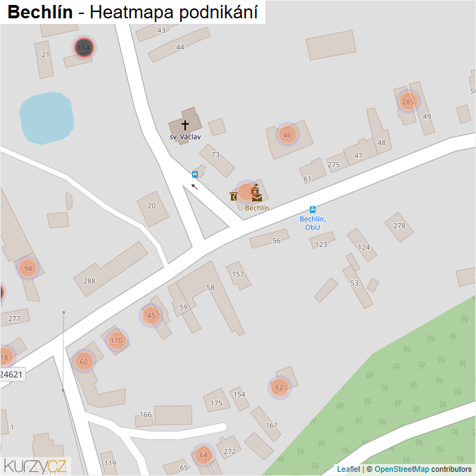 Mapa Bechlín - Firmy v obci.