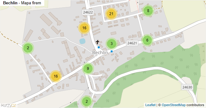 Bechlín - mapa firem