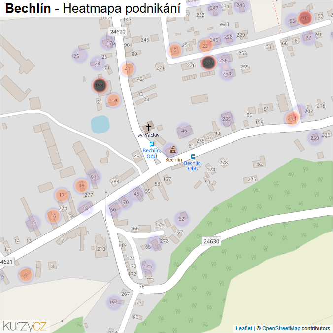 Mapa Bechlín - Firmy v části obce.