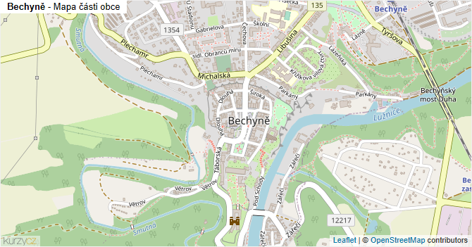 Bechyně - mapa části obce