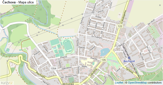 Čechova - mapa ulice