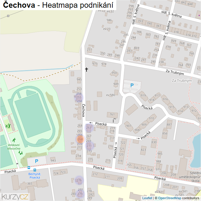 Mapa Čechova - Firmy v ulici.