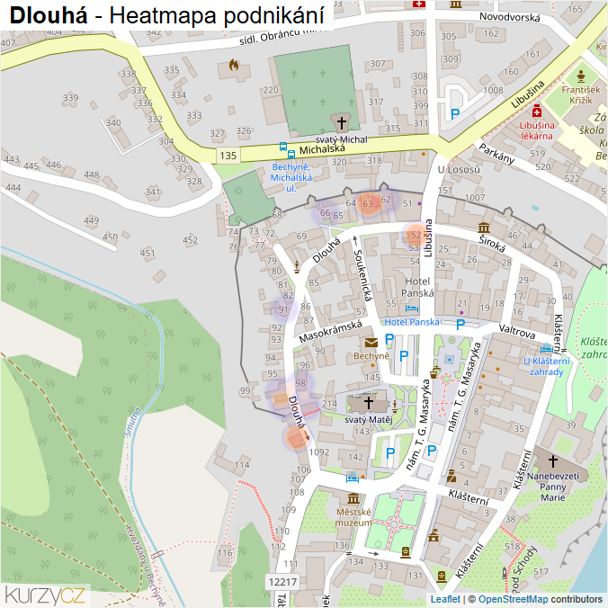 Mapa Dlouhá - Firmy v ulici.