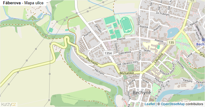 Fáberova - mapa ulice