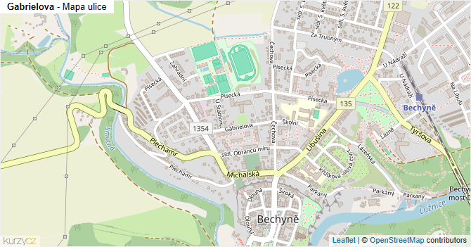 Gabrielova - mapa ulice