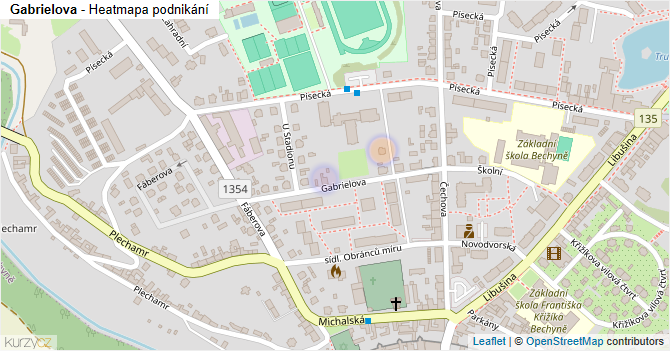 Gabrielova - mapa podnikání