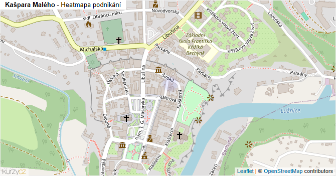 Kašpara Malého - mapa podnikání