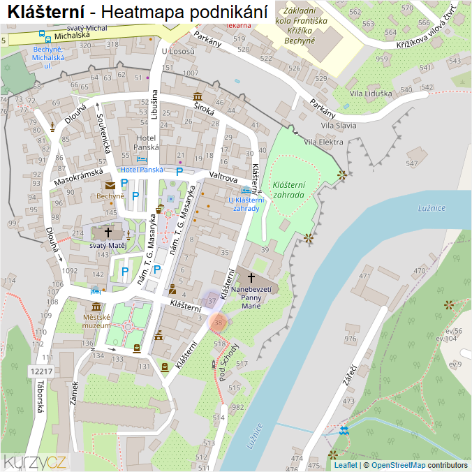 Mapa Klášterní - Firmy v ulici.