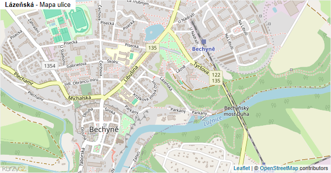 Lázeňská - mapa ulice