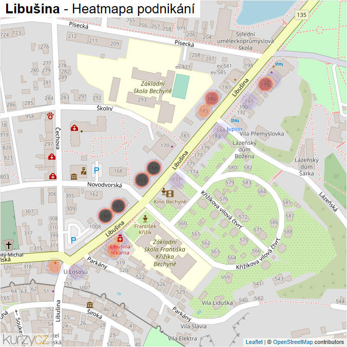 Mapa Libušina - Firmy v ulici.