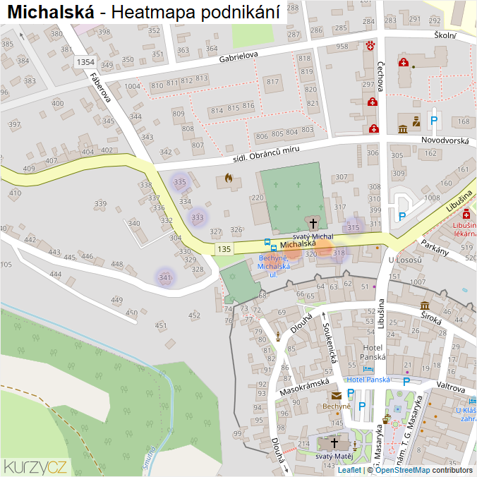 Mapa Michalská - Firmy v ulici.