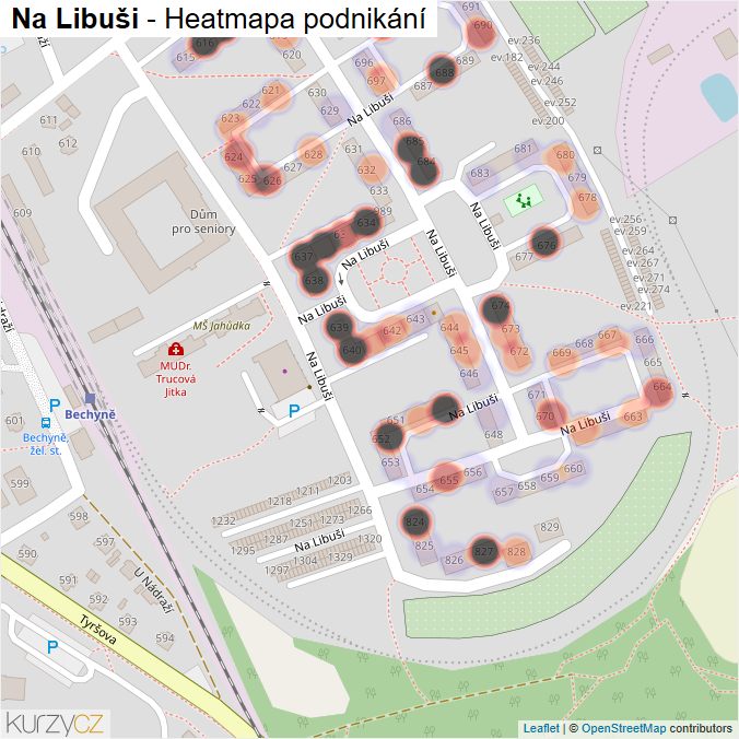 Mapa Na Libuši - Firmy v ulici.