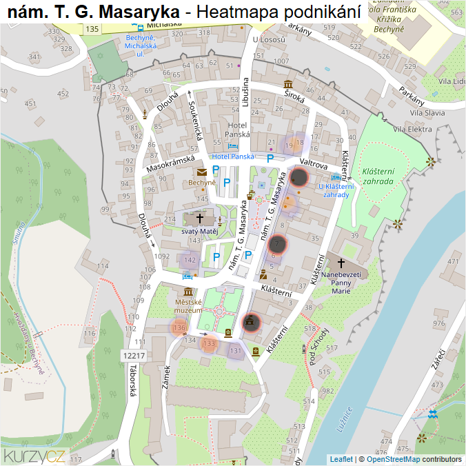 Mapa nám. T. G. Masaryka - Firmy v ulici.