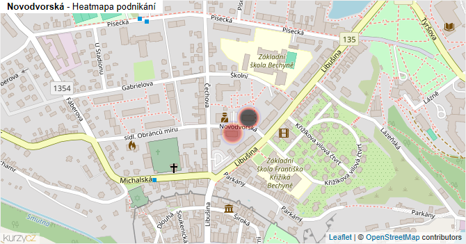 Novodvorská - mapa podnikání