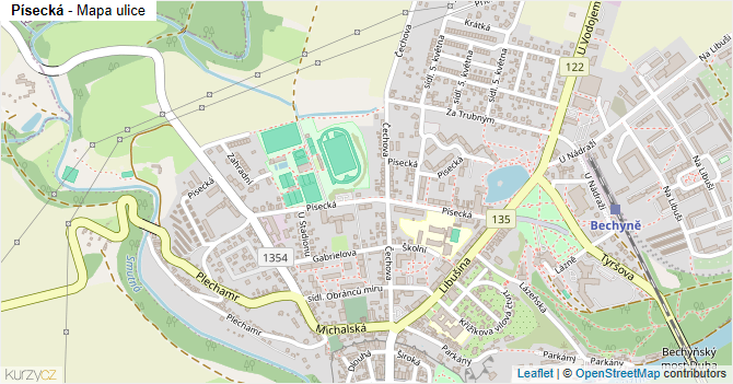 Písecká - mapa ulice