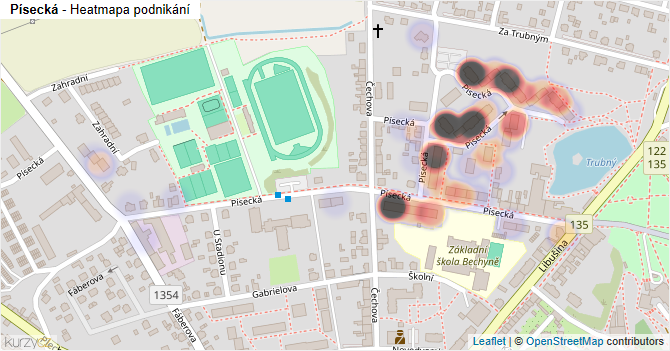 Písecká - mapa podnikání