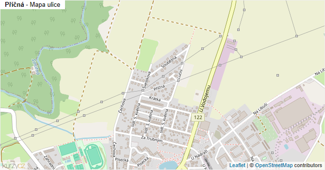 Příčná - mapa ulice