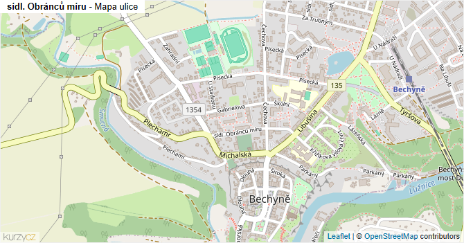 sídl. Obránců míru - mapa ulice