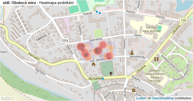 sídl. Obránců míru - mapa podnikání