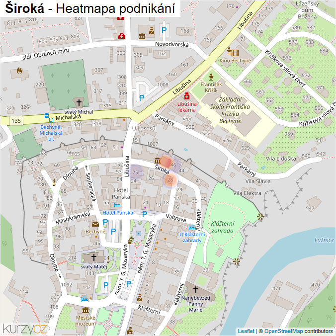 Mapa Široká - Firmy v ulici.