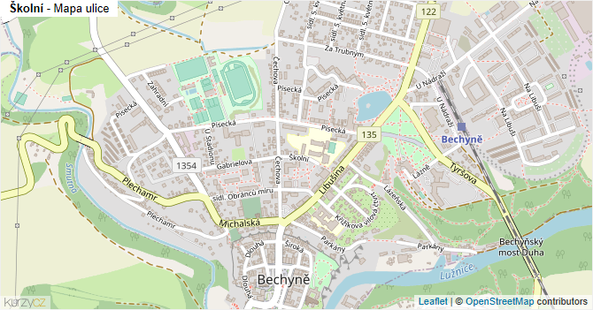 Školní - mapa ulice