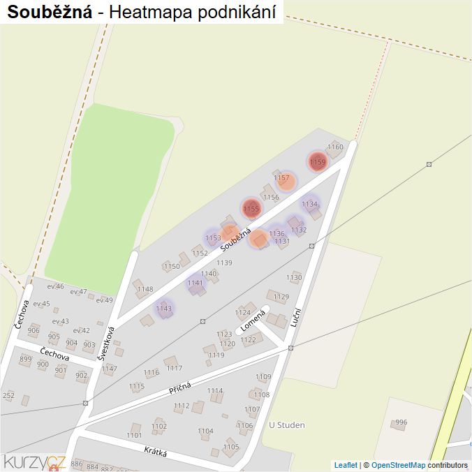 Mapa Souběžná - Firmy v ulici.